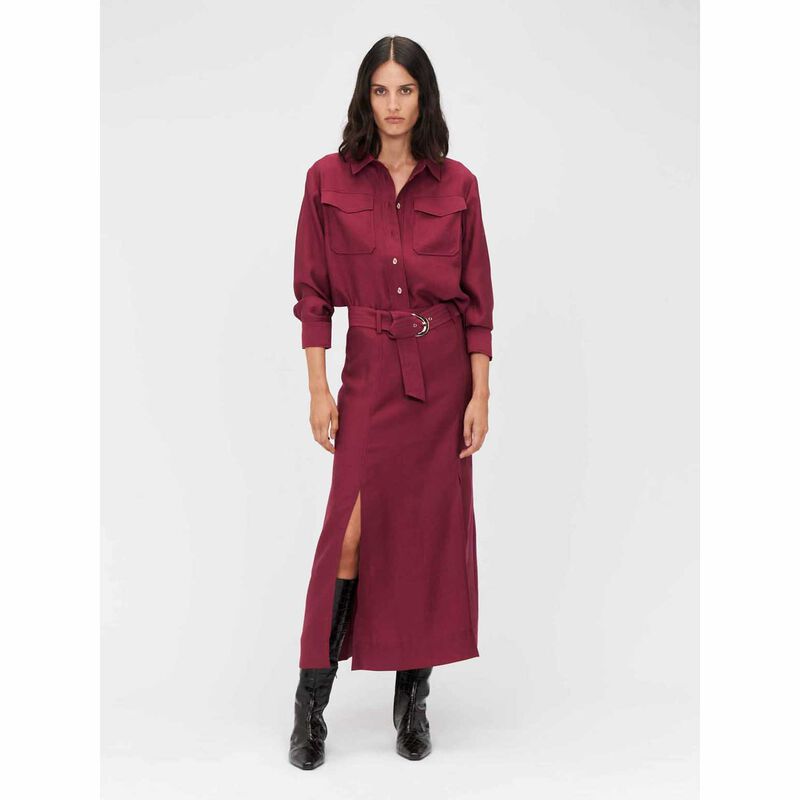 Veronika Maine Washed Twill Belted Skirt image number 3
